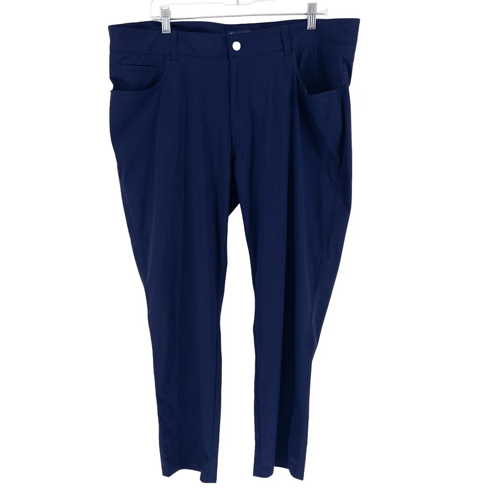Peter Millar Mens 40x31 Bingham Performance Five-Pocket Pant Trousers Navy Blue